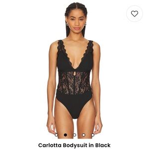 Carlotta boned bodice Bodysuit -Black- Gusset snap button closure w/ thong back